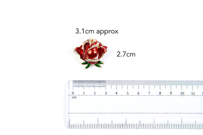 Red color Rose Shaped Flower Brooch with back pin 1 Piece