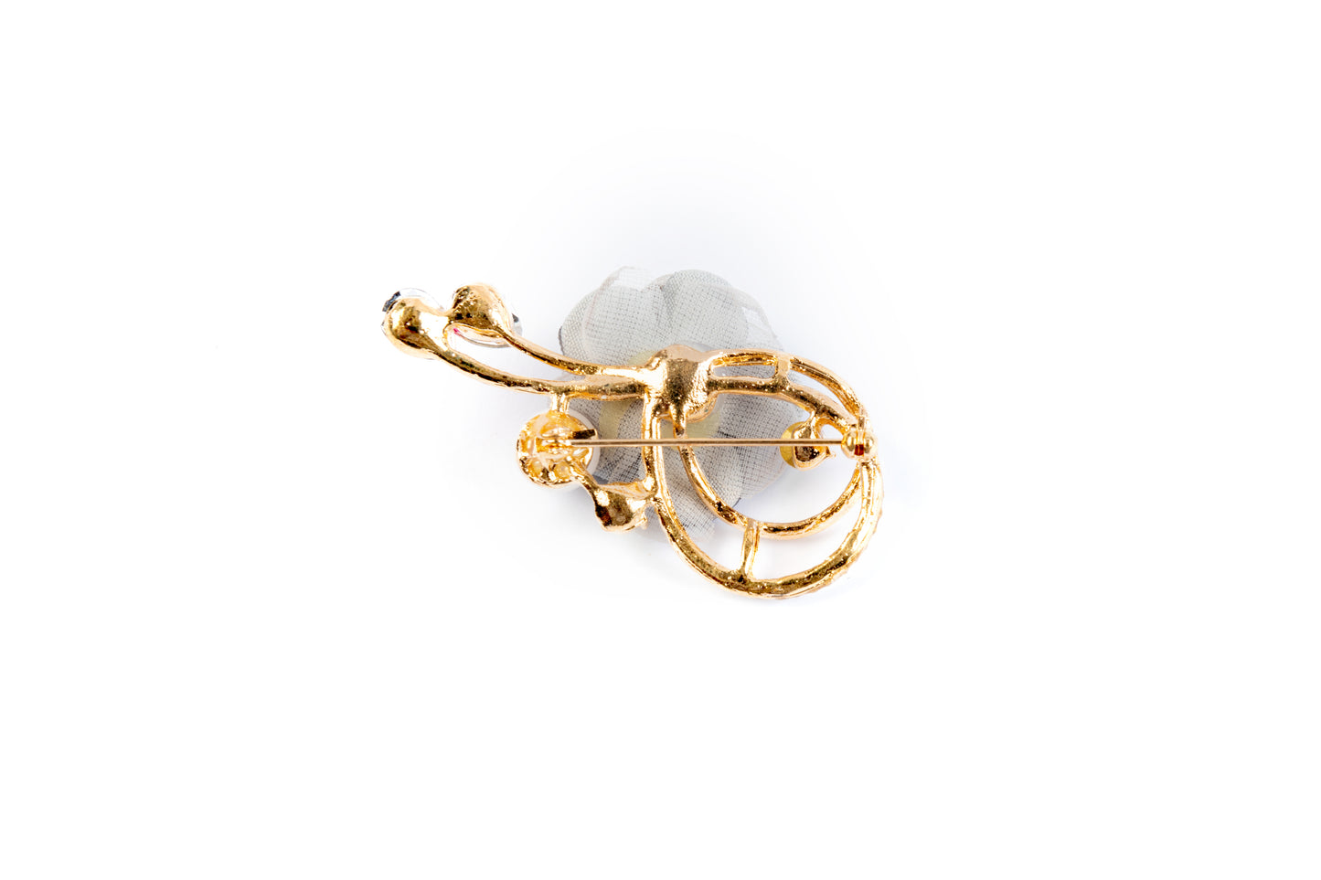 Grey Golden Flower Brooch with Back Pin 1 Piece