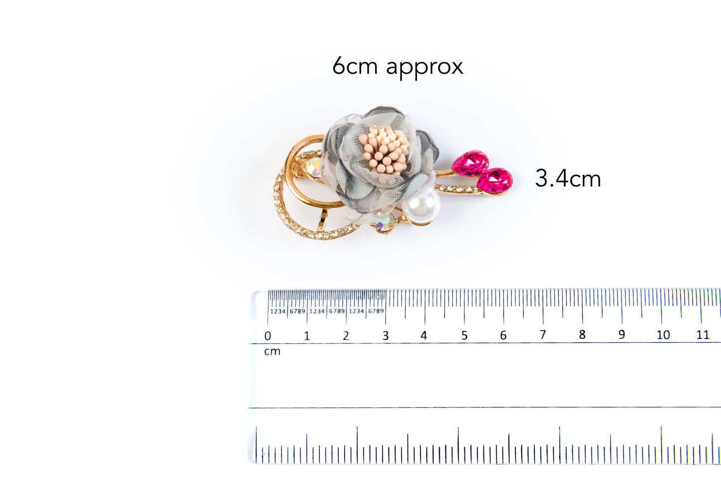 Grey Golden Flower Brooch with Back Pin 1 Piece
