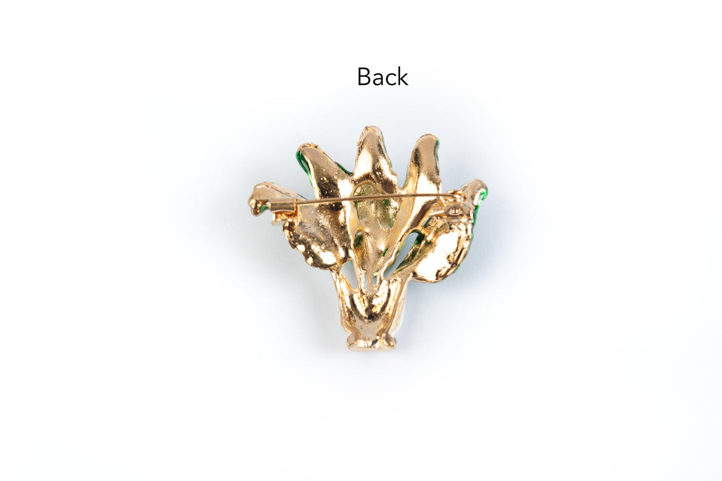 Green, White Pot Shaped Brooch with Back Pin 1 Piece