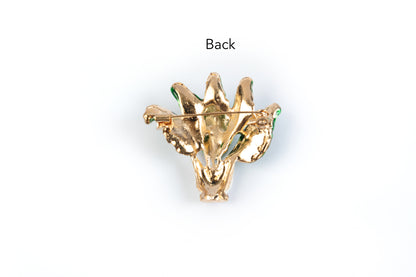 Green, White Pot Shaped Brooch with Back Pin 1 Piece