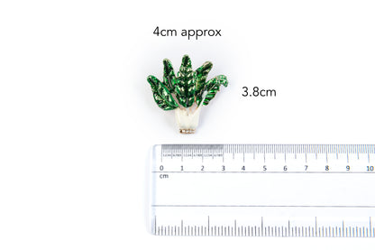 Green, White Pot Shaped Brooch with Back Pin 1 Piece