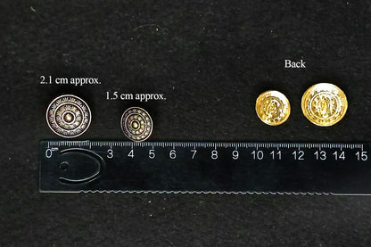 Blue Golden Color Round Shape Metal Coat Buttons