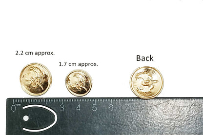 Golden Round Shape Blazer/Coat Buttons with wings embossed