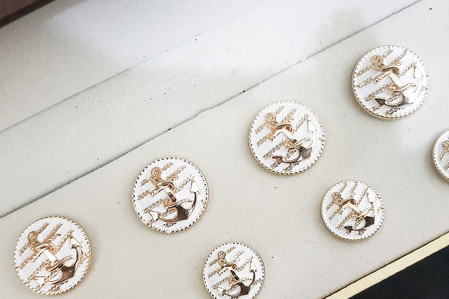 White color Anchor Design Round Metal Coat Blazer Buttons