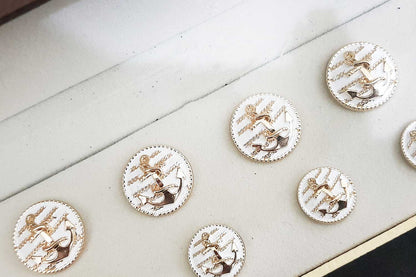White color Anchor Design Round Metal Coat Blazer Buttons