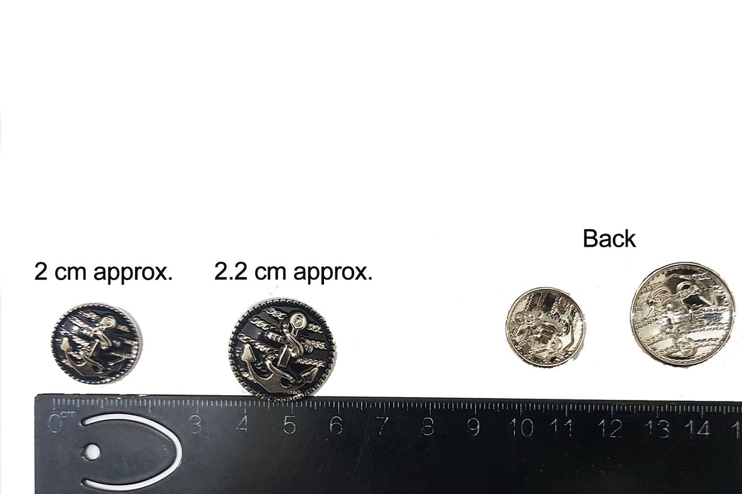 Black color Anchor Design Round Metal Coat Blazer Buttons