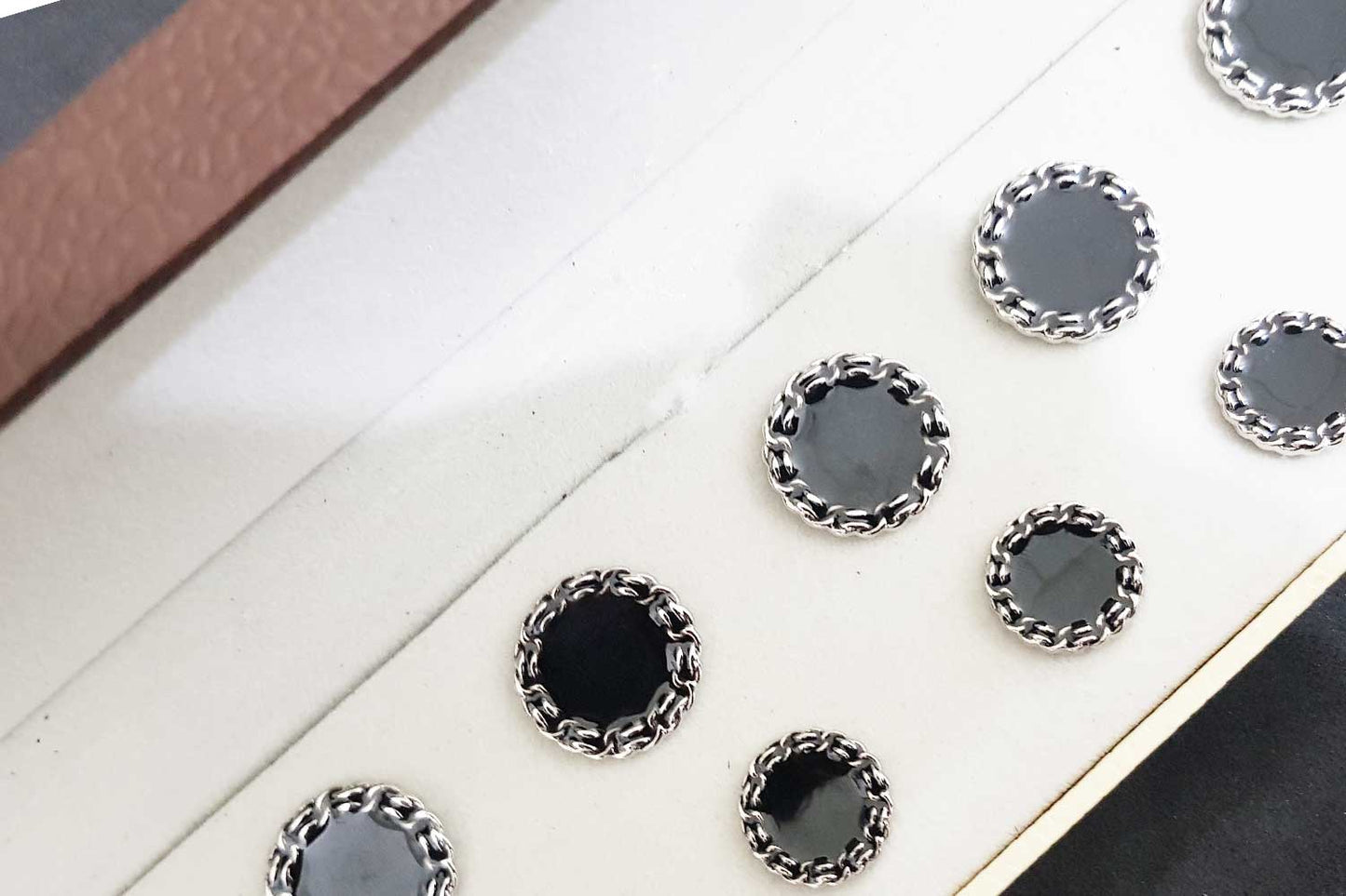 Black Silver Designer Round Metal Coat Blazer Buttons