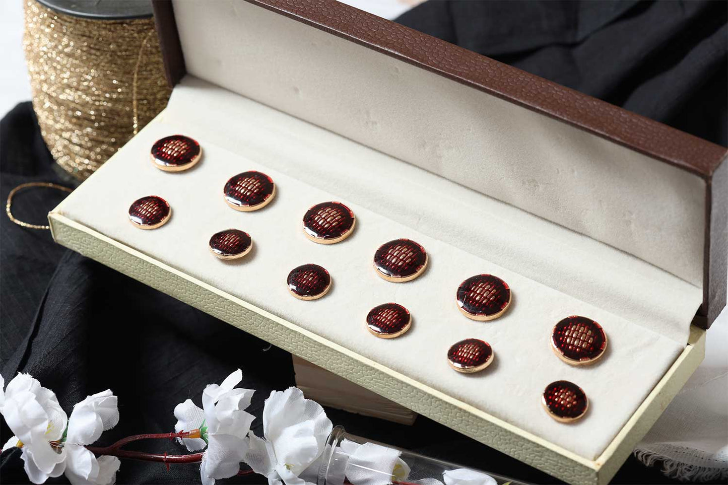 Maroon Round Shape Fancy Designer Metal Coat Blazer Buttons