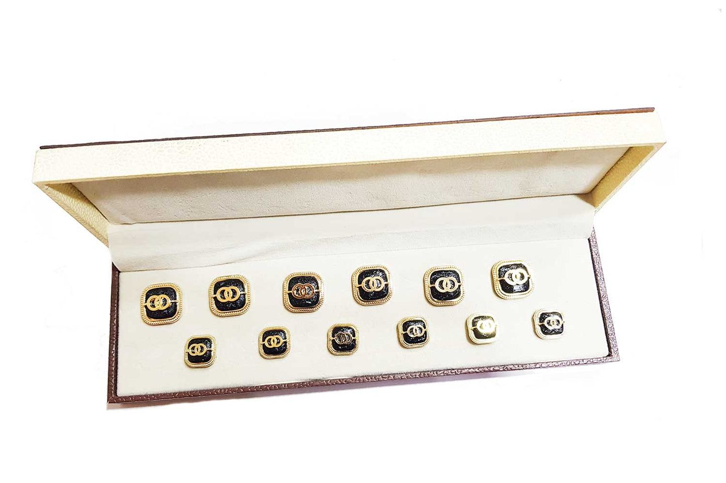 Black Golden Square Shape Metal Coat Buttons