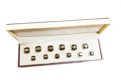 Black Golden Square Shape Metal Coat Buttons