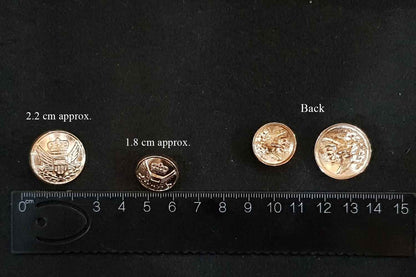 Golden Color Wings Embossed with Crown Round Shape Metal Coat Buttons