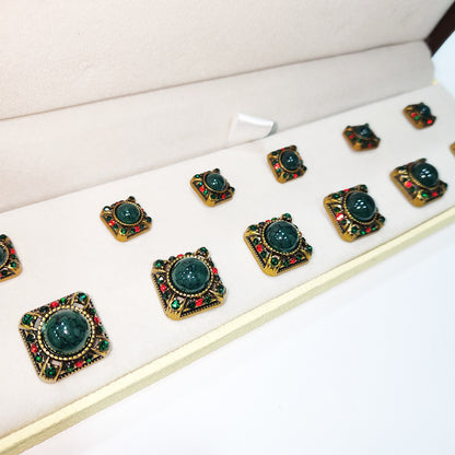 Emerald Green Square Metal Coat Buttons Blazer Buttons