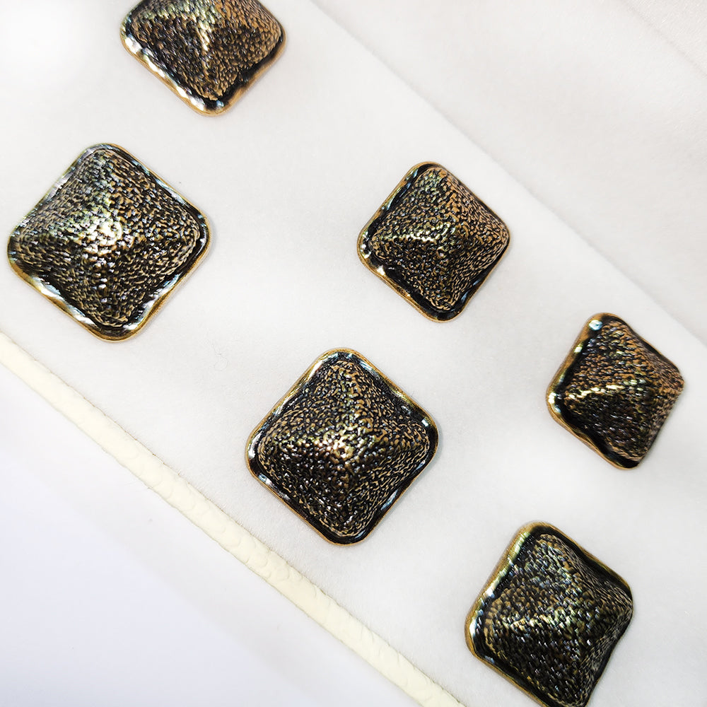 Black Golden Textured Square Metal Coat Buttons Blazer Buttons