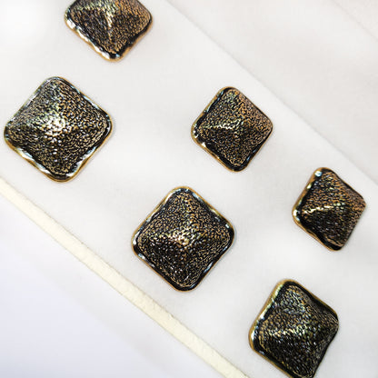 Black Golden Textured Square Metal Coat Buttons Blazer Buttons