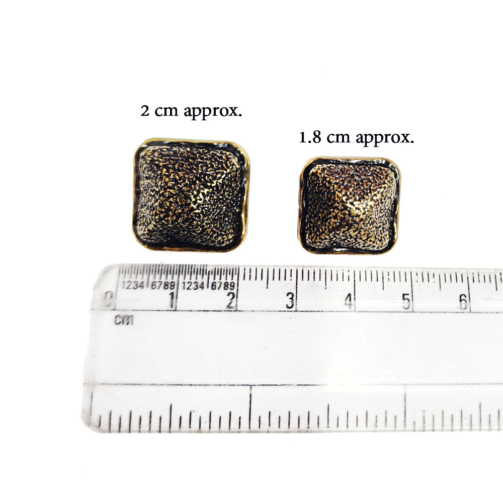 Black Golden Textured Square Metal Coat Buttons Blazer Buttons
