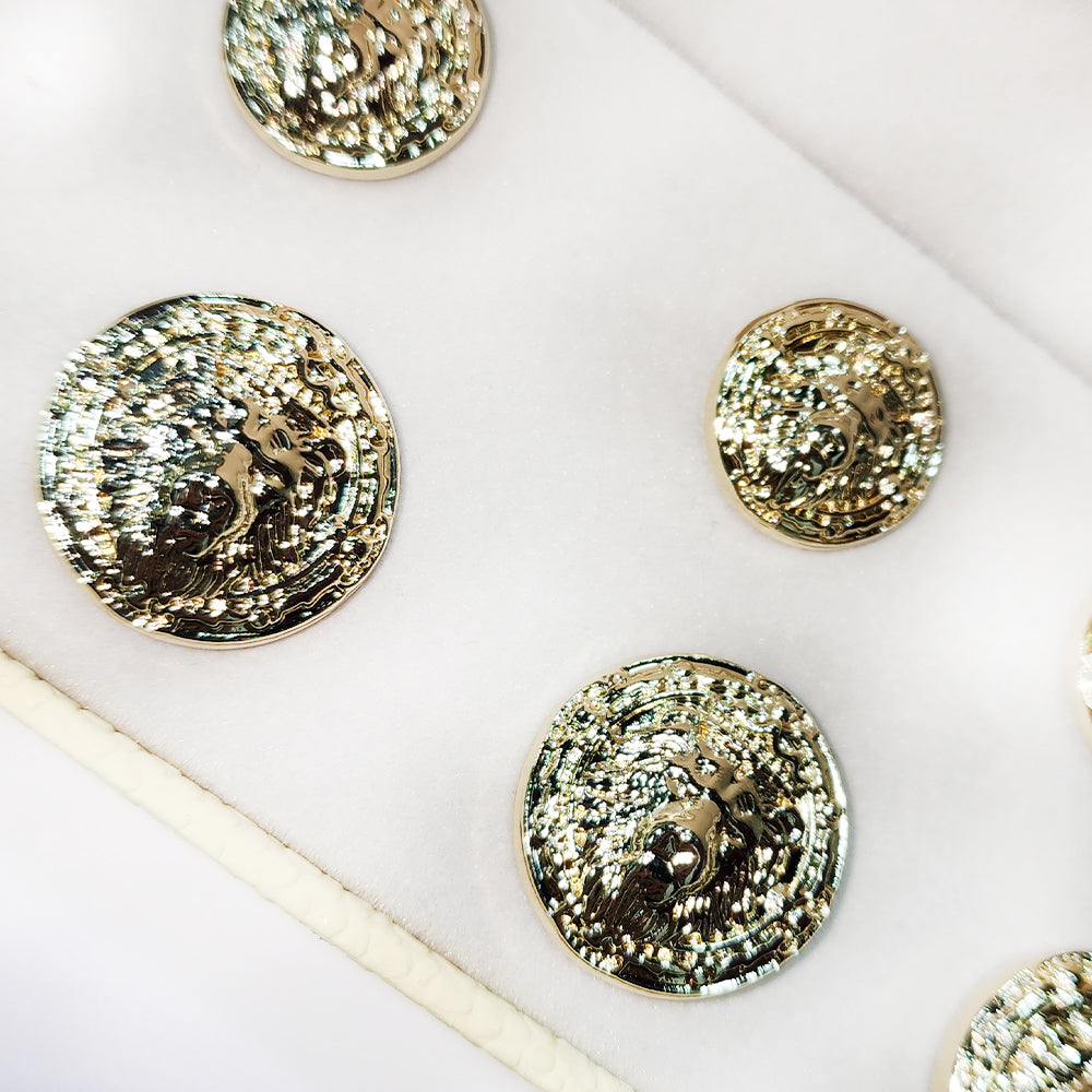 Golden Lion Embossed Metal Coat Buttons Blazer Buttons