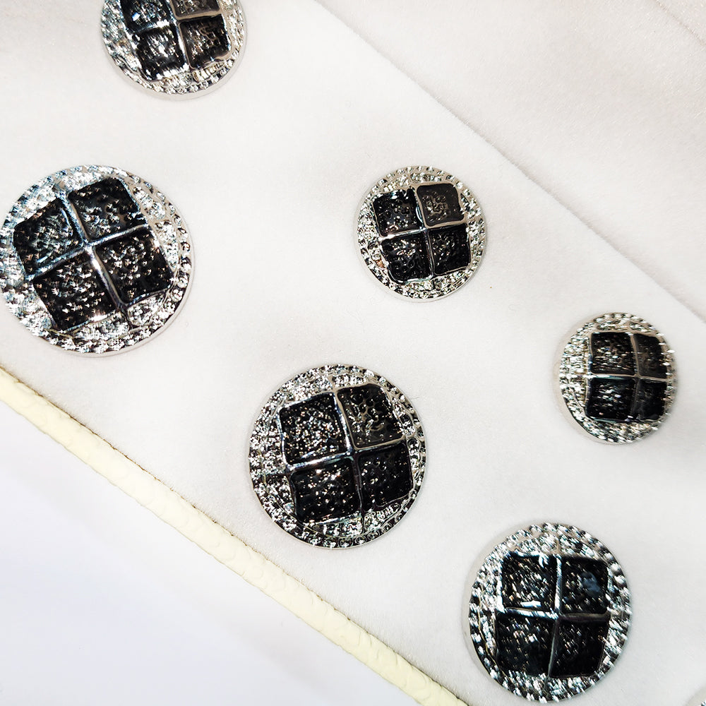 Silver Black Designer Round Metal Coat Buttons Blazer Buttons