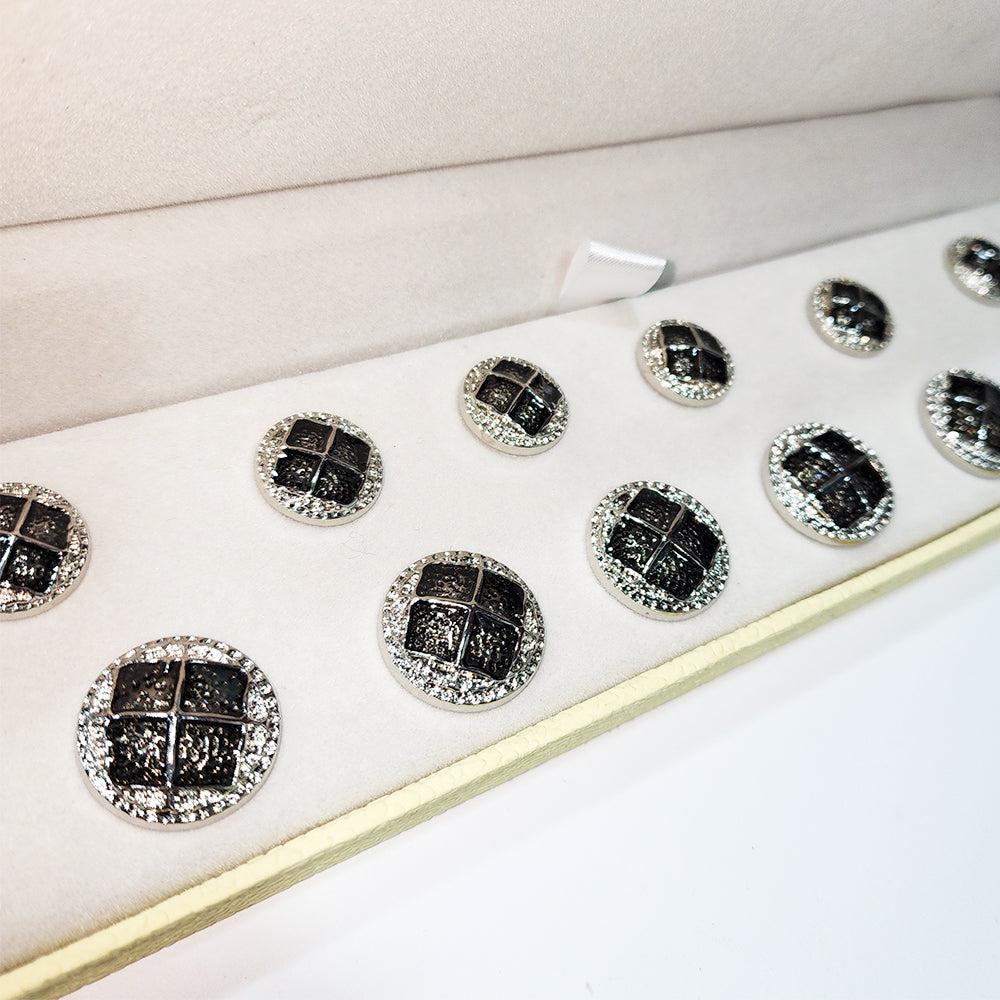 Silver Black Designer Round Metal Coat Buttons Blazer Buttons