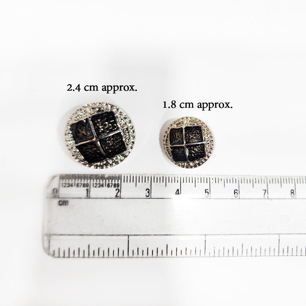 Silver Black Designer Round Metal Coat Buttons Blazer Buttons