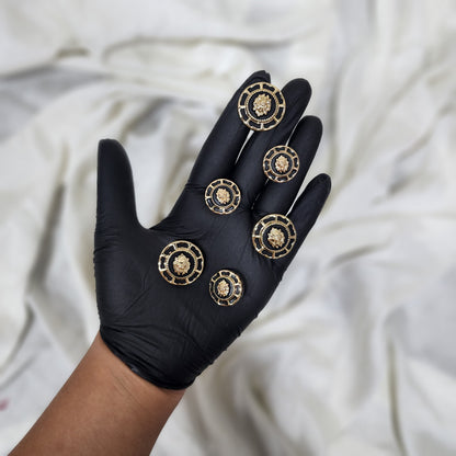 Black Golden Lion Embossed Round Metal Coat Blazer Buttons