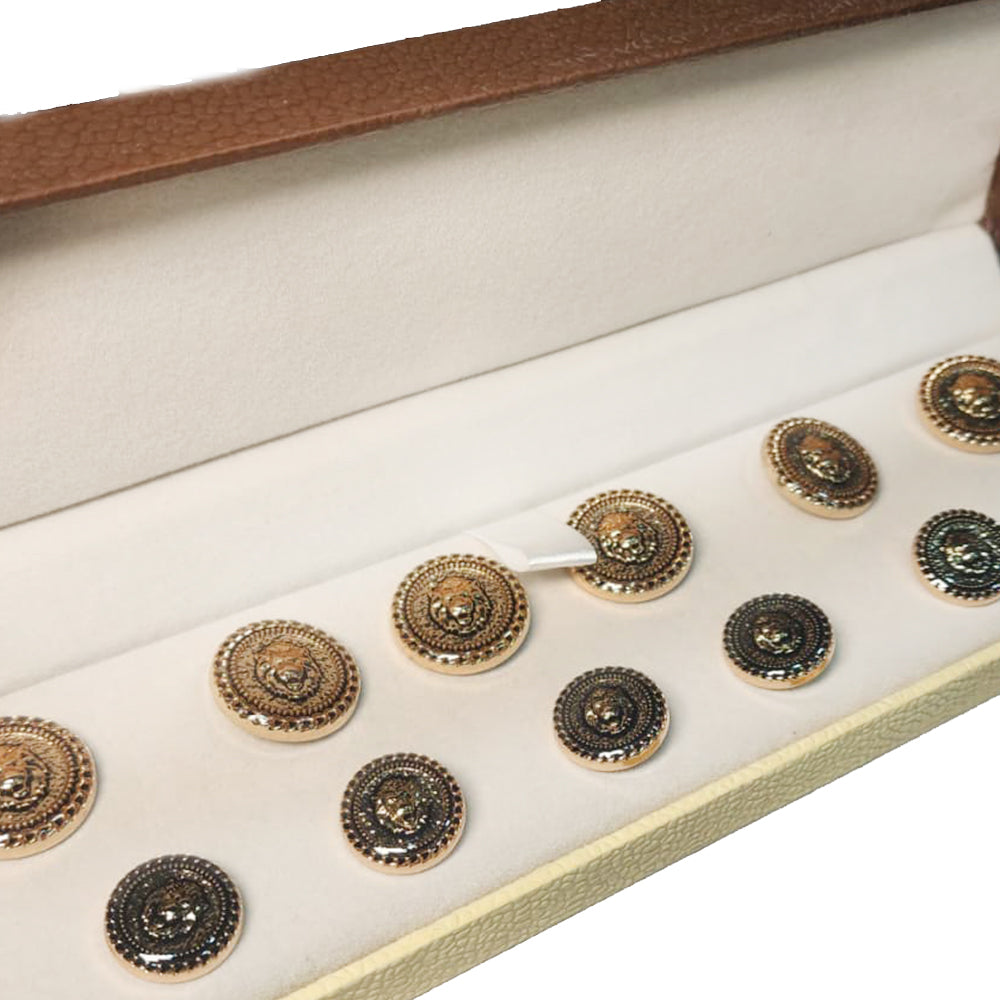 Round Golden Lion Print Designer Metal Coat Blazer Buttons
