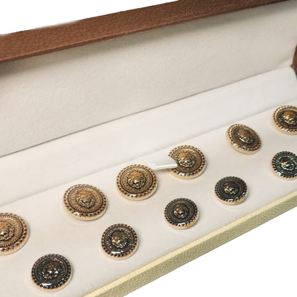 Round Golden Lion Print Designer Metal Coat Blazer Buttons