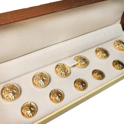 Golden Round Face Embossed Designer Metal Coat Blazer Button