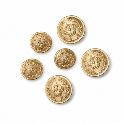 Matte Gold Crown Embossed Metal Coat Buttons