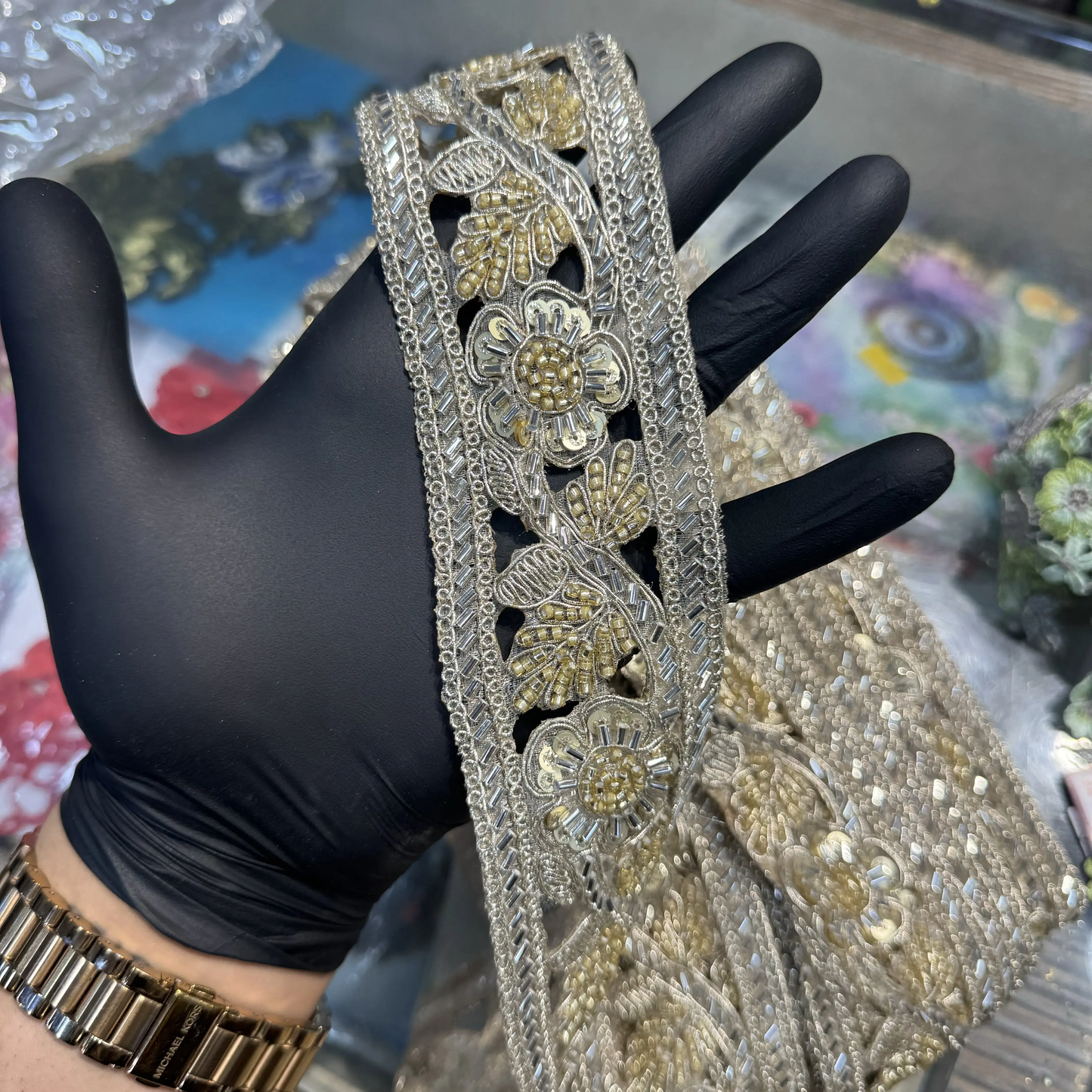 Golden Cutdana work laces 9 METERS