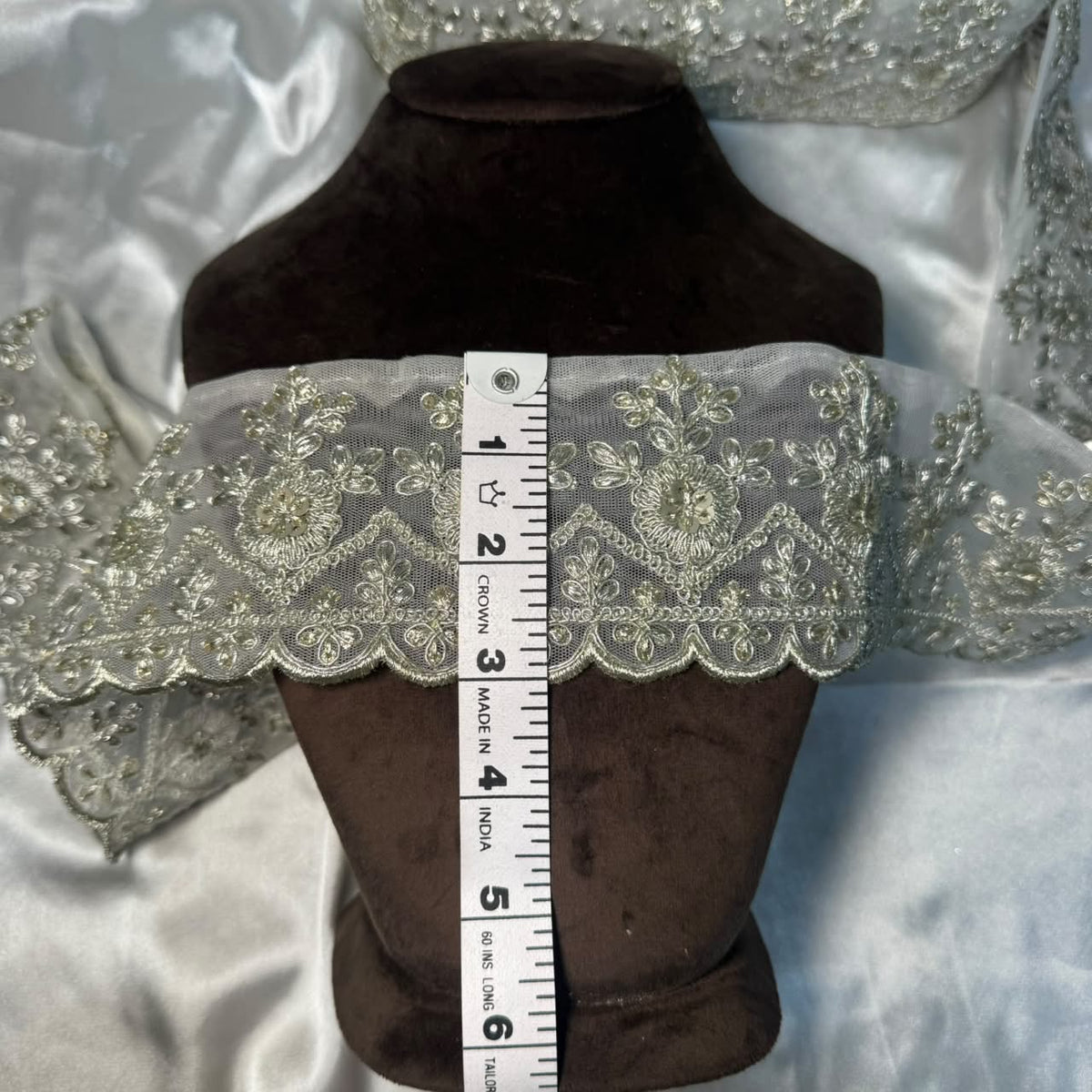 Silver Floral Embroidered Designer Lace for Saree & Suit