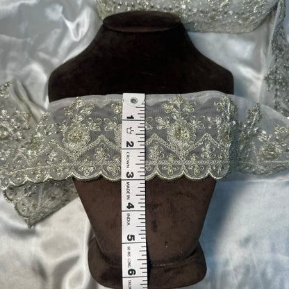 Silver Floral Embroidered Designer Lace for Saree & Suit