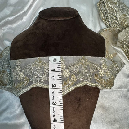 Silver Gold Floral Paisley Border Lace for Ethnic Wear