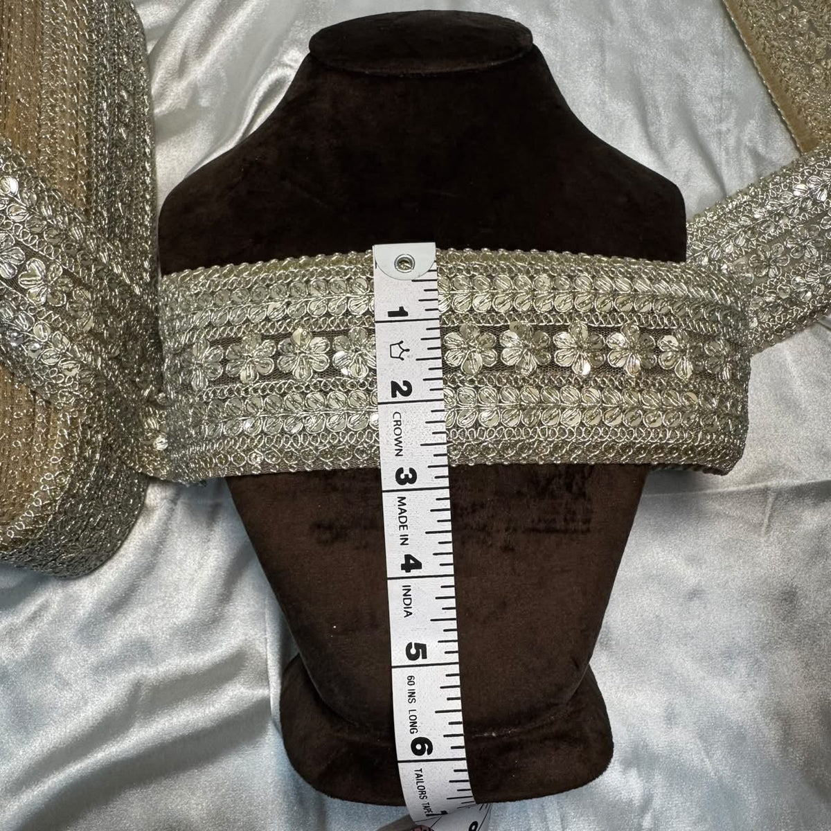 Silver Heavy Floral Embroidery Fancy Net Lace