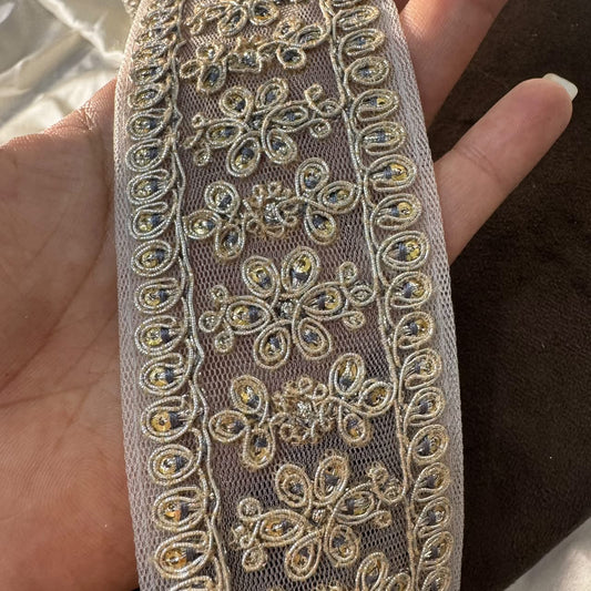 Beautiful Gold Silver Embroidered Designer Border Lace