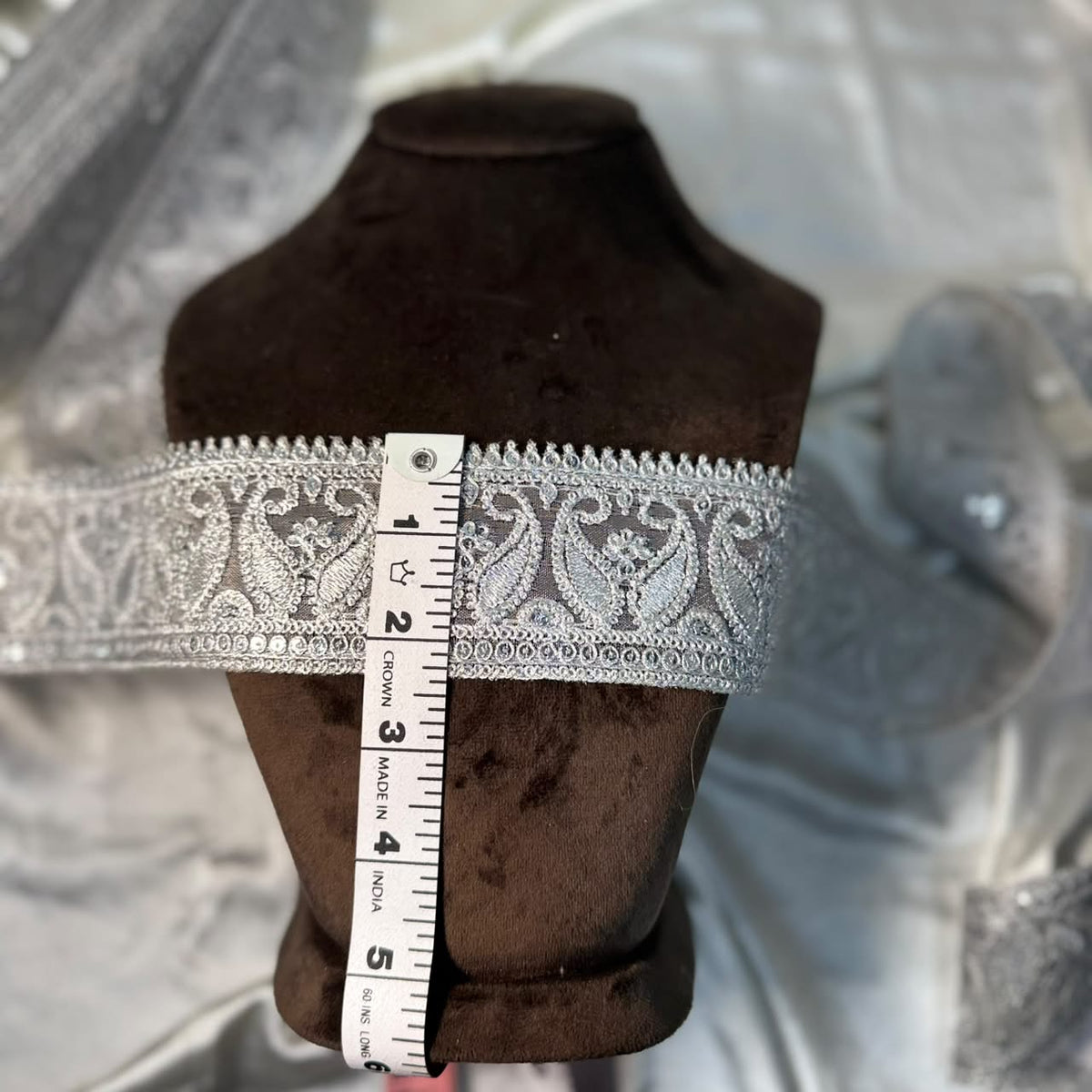Silver Heritage Weave Embroidery Border Lace