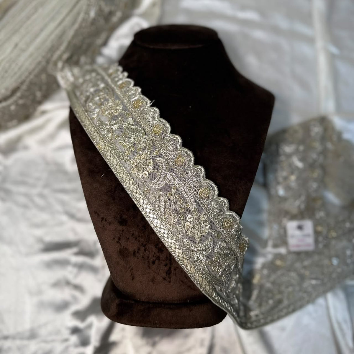 Designer Zari Zardozi Lace Border with Floral Paisley Work