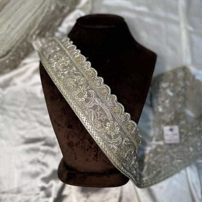 Designer Zari Zardozi Lace Border with Floral Paisley Work
