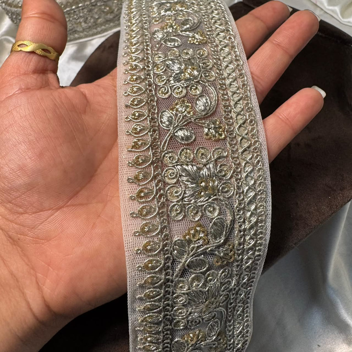 Traditional Zardozi Work Lace Trim for Bridal Dupatta