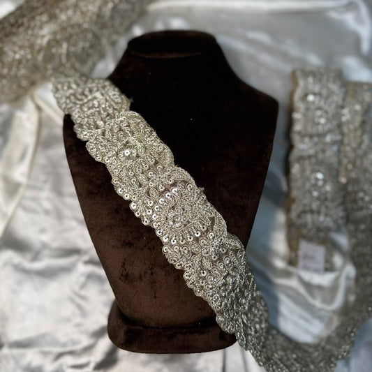 Mohan Shoppe Silver Zardozi Designer Lace for Bridal Wear