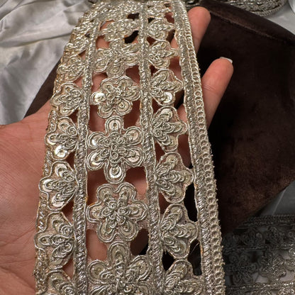 Mohan Shoppe Metallic Floral Embellished Lace
