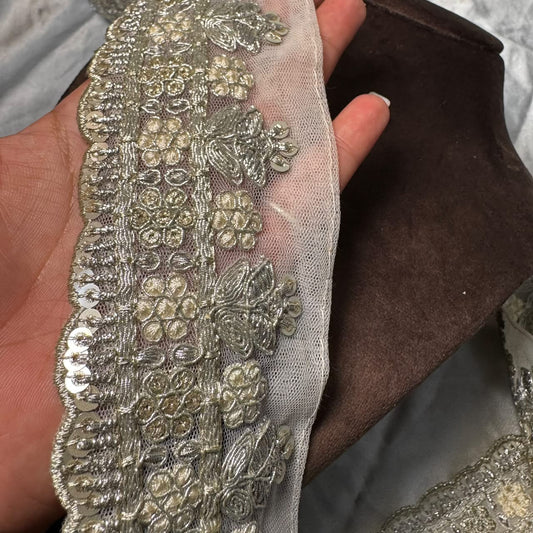 Premium Floral Embroidered Net Lace for Saree & Suit