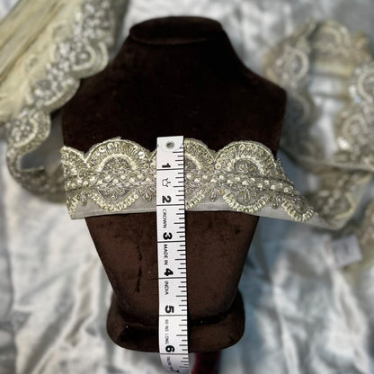 Designer Leaf & Floral Motif Embellished Lace