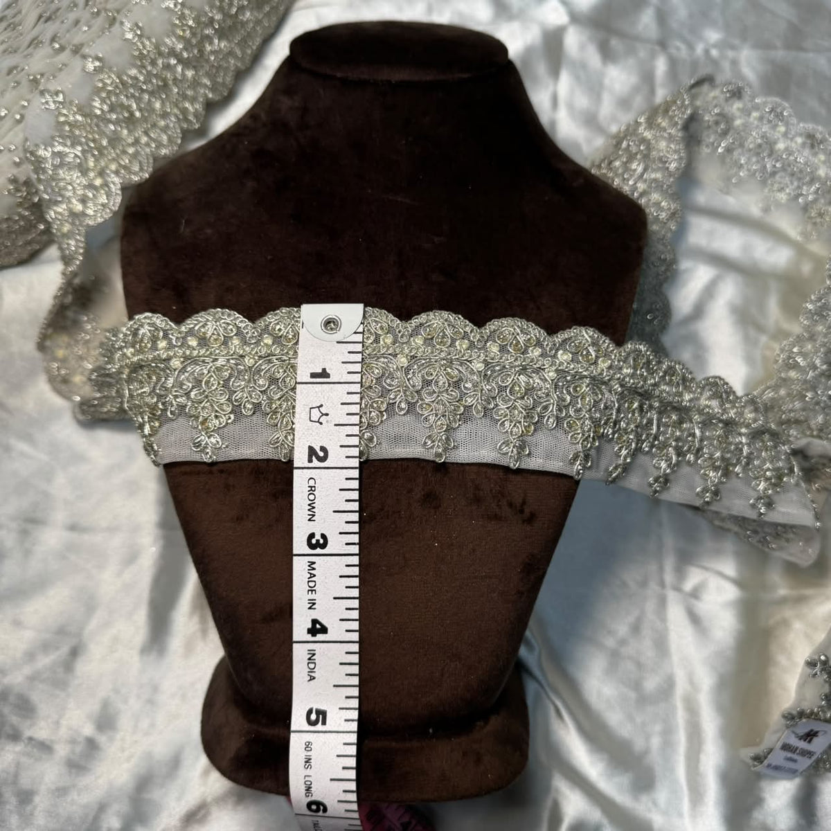 Designer Botanical Vine Embellished Lace Border