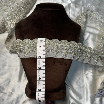 Designer Botanical Vine Embellished Lace Border