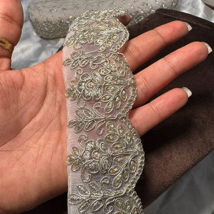Traditional Floral Motif Embellished Designer Lace Trim