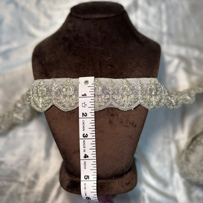 Traditional Floral Motif Embellished Designer Lace Trim