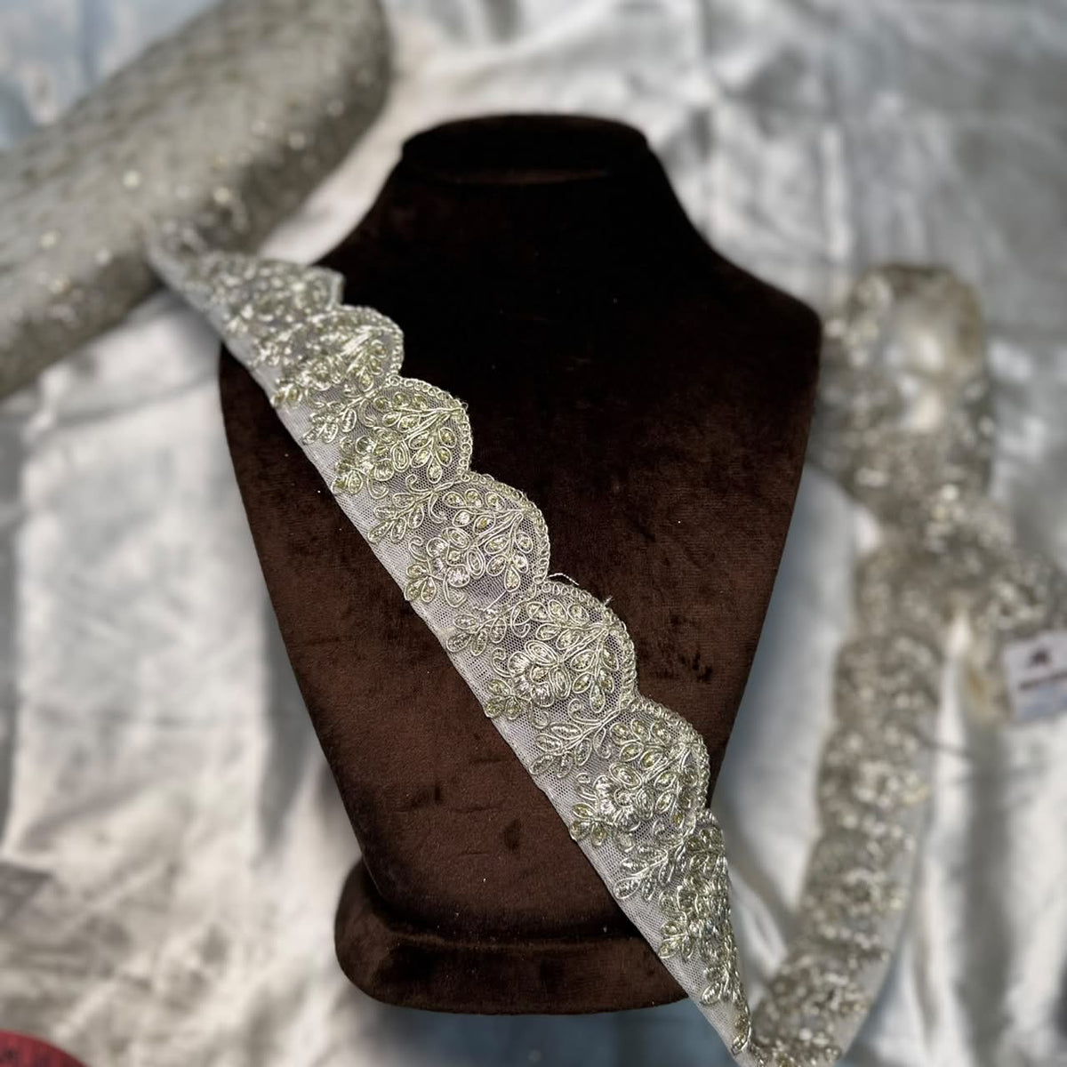 Traditional Floral Motif Embellished Designer Lace Trim