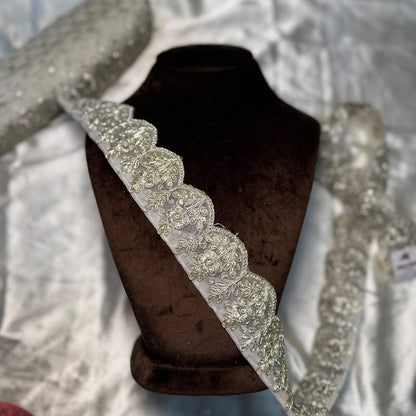 Traditional Floral Motif Embellished Designer Lace Trim