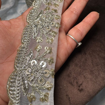 Traditional Botanical Embroidery Lace Trim for Festive Wear